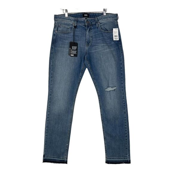 New Paige Lennox Men US 33 Denim Blue Jeans Slim Skinny Stretch Ripped Casual - Picture 5 of 12